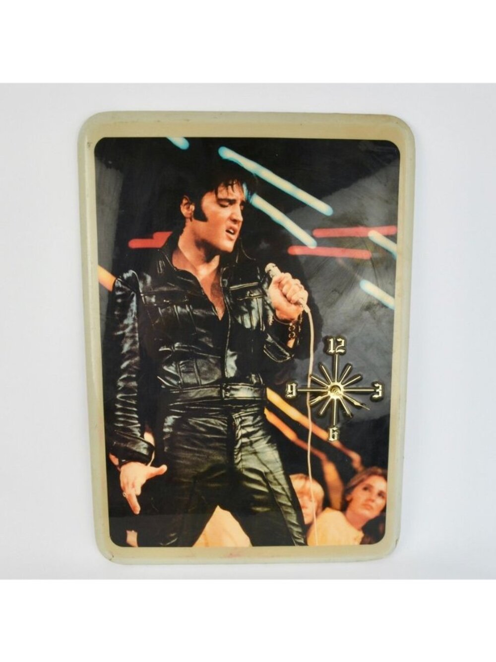 Vintage Elvis Presley NONWORKING OOAK Large Wall Clock Black Jumpsuit Comeback